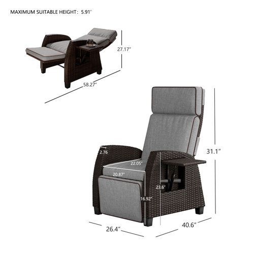 Red Barrel Studio® Bexar Recliner Patio Chair With Cushion & Reviews